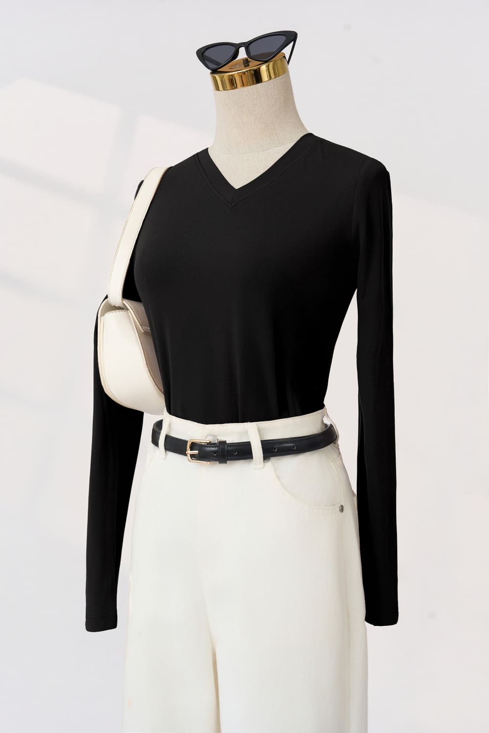 Áo giữ nhiệt nữ Cardina dáng cổ tim basic chất nỉ bông cotton