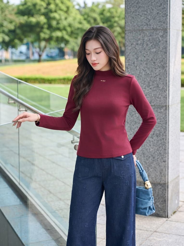  Áo giữ nhiệt nỉ cổ lọ vai bấu mí 