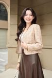  Áo Khoác Dạ Tweed Cao Cấp Viền Nổi Cổ Tàu Dáng Ngắn Sang Trọng 