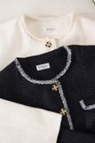  Áo khoác nữ Younger vải dạ tweed dáng ngắn cổ tròn phối viền 