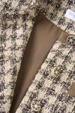  Áo khoác dạ Tweed dáng ngắn không cổ phối viền sang trọng 