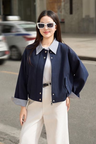  Áo khoác dáng ngắn phối sơ mi 