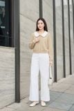  Áo cardigan len sọc dài tay phối cổ sen nữ tính 