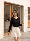  Áo kiểu dài tay cổ phối ren 