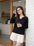  Áo kiểu dài tay cổ phối ren 