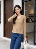  Áo kiểu dài tay cổ phối ren 