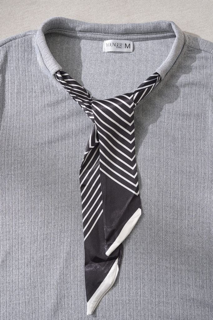  Áo thun tăm nữ Cardina tay lỡ cổ mix khăn 