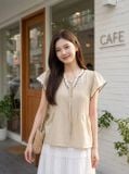  Áo kiểu line tay cánh tiên phối viền 
