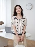  Áo kiểu chấm bi viền trang trí 