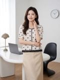  Áo kiểu chấm bi viền trang trí 