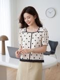  Áo kiểu chấm bi viền trang trí 
