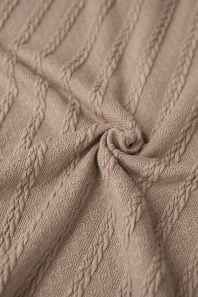  Áo len nữ dệt vặn thừng cổ V dài tay phối lớp 