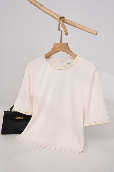  Áo tay lỡ cổ tròn phối dây trang trí 