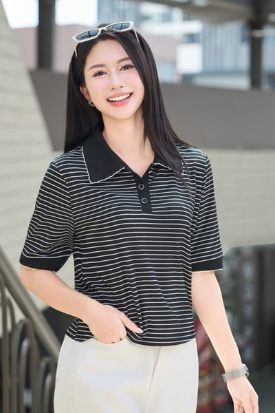  Áo tay lỡ nữ phối cổ kẹp viền ren chất thun gân 