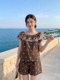  Quần sooc nilen thêu cạp thường họa tiết 