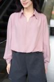  Áo sơ mi nữ Younger vải gió nhung dáng cổ đức dài tay gấu bo 