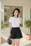  Áo Cotton Croptop nữ phối ren cổ tròn dáng ôm 
