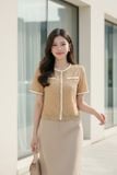  Áo ren nữ tay cộc dáng suông phối dây viền sang trọng 