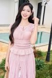  Áo Kiểu Nữ Younger by Cardina Dáng Nhún Khuyết Ngực Vải Thô Đũi 