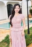  Áo Kiểu Nữ Younger by Cardina Dáng Nhún Khuyết Ngực Vải Thô Đũi 