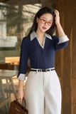  Áo tay lỡ dài phối cổ và tay sơmi 