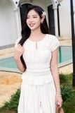  Áo Kiểu Nữ Younger by Cardina Dáng Nhún Khuyết Ngực Vải Thô Đũi 