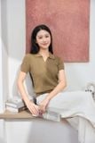  Áo polo dệt sợi cotton Icesilk tay cộc cổ V dập vặn thừng 