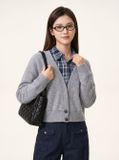  Áo len sọc dài tay vai chờm phối cổ sơ mi 