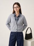  Áo len sọc dài tay vai chờm phối cổ sơ mi 