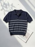  Áo len sợi cotton tay cộc cổ polo khóa 