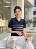  Áo len sợi cotton tay cộc cổ polo khóa 