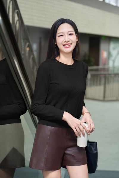  Áo len nữ lông thỏ dáng cơ bản cổ tròn bo gấu 