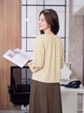  Áo kiểu cổ nhún đính khuy giả tay lỡ 