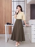  Áo kiểu cổ nhún đính khuy giả tay lỡ 