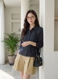  Áo linen dài tay cổ đức dáng suông 