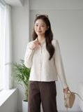  Áo linen dài tay cổ đức dáng suông 