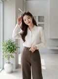  Áo linen dài tay cổ đức dáng suông 