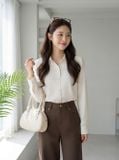  Áo linen dài tay cổ đức dáng suông 