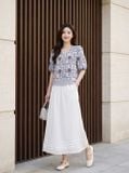  Áo linen suông kiểu cổ và gấu kết ren 