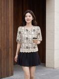 Áo linen suông kiểu cổ và gấu kết ren 