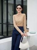  Áo kiểu cổ thuyền xếp ly lệch vai 