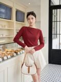  Áo kiểu cổ thuyền xếp ly lệch vai 