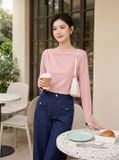  Áo kiểu cổ thuyền xếp ly lệch vai 
