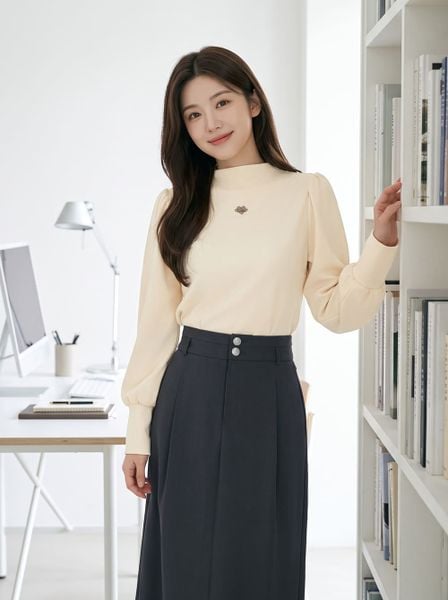  Áo nỉ dài tay cổ leo vai bồng đính tag 