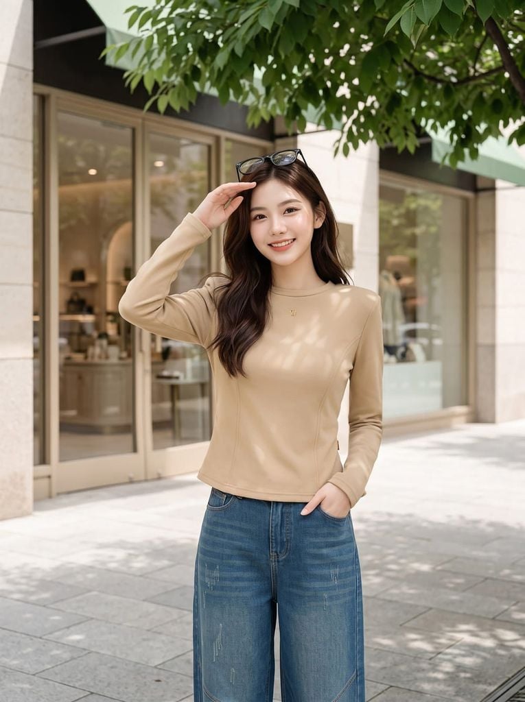  Áo nỉ mịn ôm vừa tay dài đính tag ngực 