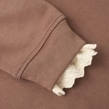  Áo nỉ nữ vải mềm dáng suông dài tay phối ren cổ và tay 