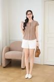  Áo sơ mi xốp Hàn vai chờm cổ tròn 