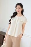  Áo sơ mi xốp Hàn vai chờm cổ tròn 