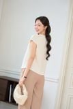  Áo sơ mi xốp Hàn vai chờm cổ tròn 