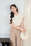  Áo sơ mi xốp Hàn vai chờm cổ tròn 